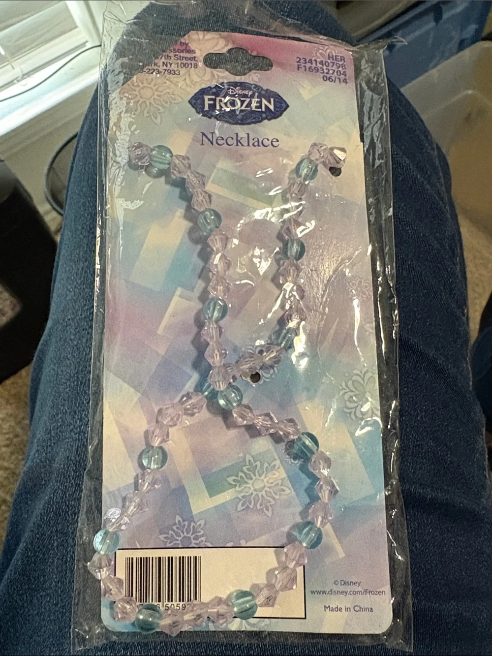 Disney Frozen Heart Pendant Necklace - Blue & Pink Beads